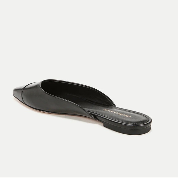 Veronica Beard Carlotta Black Leather Flat Mule - Picture 3 of 4